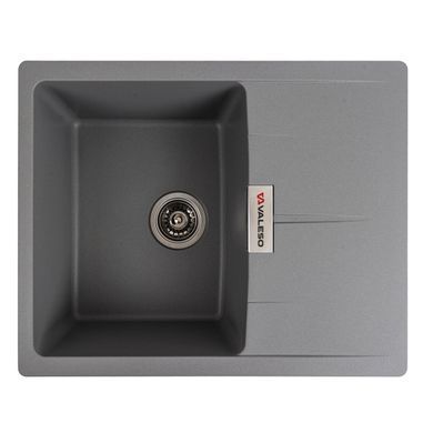 фото Гранітна мийка для кухні VALESO 6250 ZIRKONE матовий Чорний металік