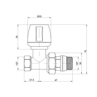 фотографія Кран радіаторний Icma 1/2" з антипротіканням прямий №813+940
