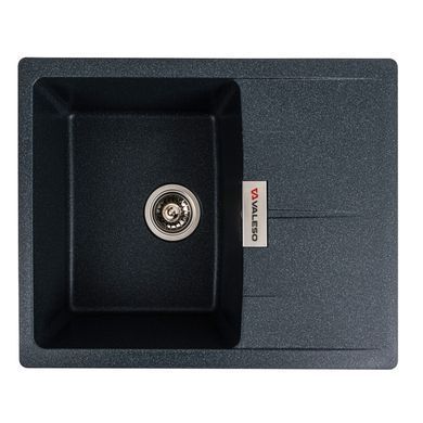 фото Гранітна мийка для кухні VALESO 6250 ZIRKONE матовий Чорний металік
