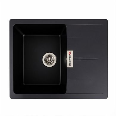 фото Гранітна мийка для кухні VALESO 6250 ZIRKONE матовий Чорний металік