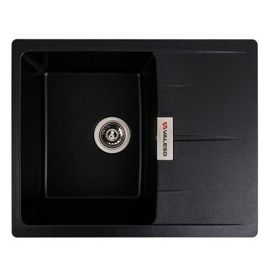 фото Гранітна мийка для кухні VALESO 6250 ZIRKONE матовий Чорний металік
