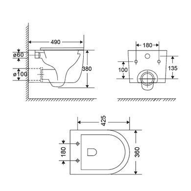 фотографія Унітаз підвісний Qtap Taurus безободковий з сидінням Soft-close QT2433084EUQMB