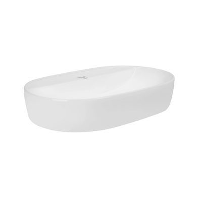 фото Комплект Qtap Scorpio: Раковина накладная овальная 610x400x120 мм White + Донный клапан PU02
