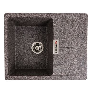 фото Гранітна мийка для кухні VALESO 6250 ZIRKONE матовий Чорний металік