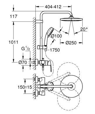 фото Душова система зі змішувачем для душа Grohe New Tempesta Cosmop. System (26673000)