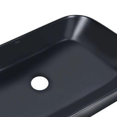 фотографія Комплект Qtap Scorpio: Раковина накладна прамокутна 550х390х120 мм Matt Black + Донний клапан PU03