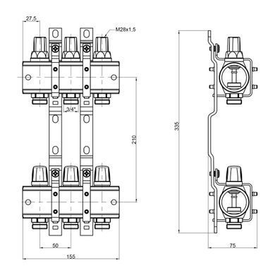 фотографія Колектор Icma 1" 3 виходи, без витратоміра №K005