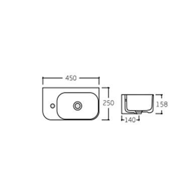 фотографія Раковина Qtap Tern 450х250х158 White QT17115117LWN