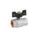фотографія Кран шаровой Kroner 1" ВВ PN40 бабочка, никелированный &ndash; это надежный и функциональный запорный элемент, широко применяемый в системах водоснабжения и отопления. Он позволяет быстро перекрывать и открывать поток воды, обеспечивая надежную работу системы.