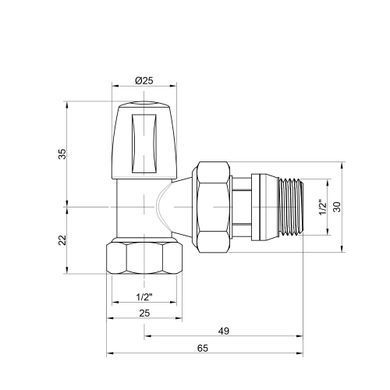 фото Кран радиаторный Icma 1/2" с антипротечкой угловой без ручки №805+940