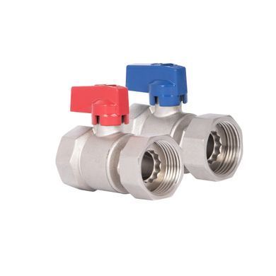 фотографія Комплект кранів кульових Thermo Alliance Standart 1"ВВ прямий з накидною гайкою TAS262RBW25