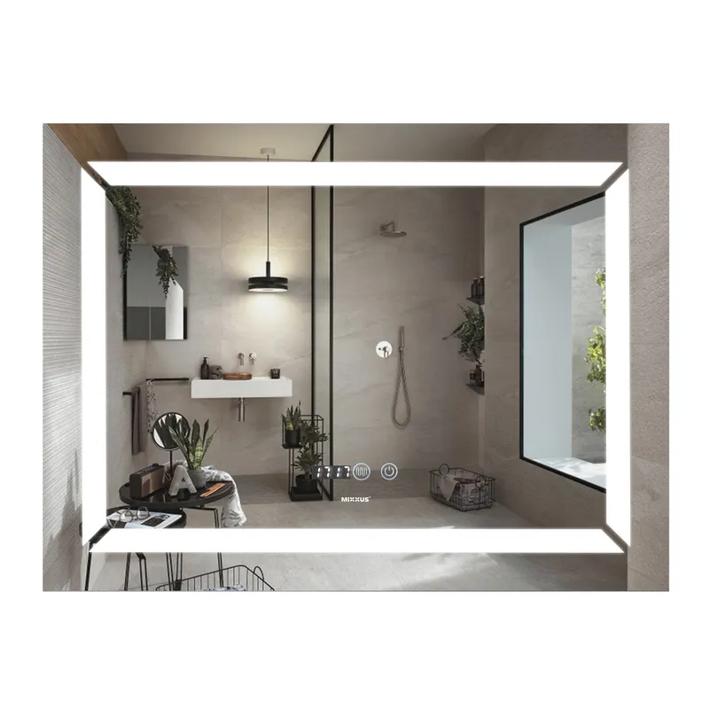 фото Дзеркало MIXXUS LIGHT MR01-70x50 з LED Touch, Anti-fog, димером, рег. яскравості, годинником (MI6000)
