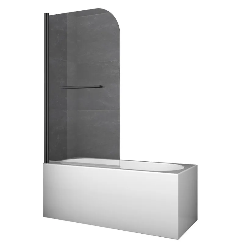 фото Шторки скляні на ванну розпашні KOER SR BS02-80x140-TR-07 прозоре скло 6мм графіт (KR5941)