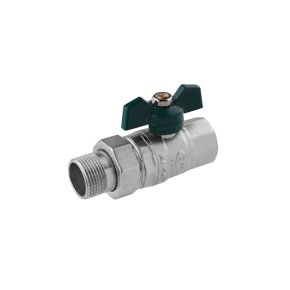 фото Кран-американка прямой STA "LB" 3/4" ВН PN40 зеленая бабочка, никелированный