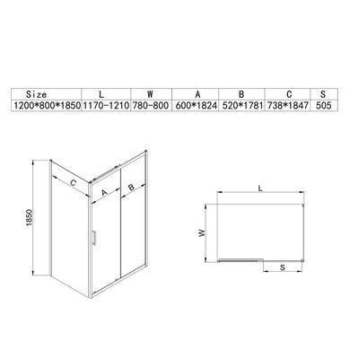 фото Душова кабіна з низьким піддоном MIXXUS HARD SCT01-120x80x198-TR CHROME прозоре скло 5мм (MI8428)