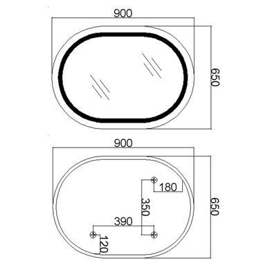 фотографія Дзеркало Qtap Gemini 650х900 з LED-підсвічуванням Touch, з антизапотіванням, з димером, рег. темп. кольору (3000-6500K) Reverse QT2578R6590