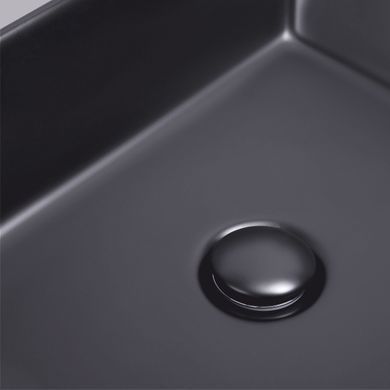 фото Раковина-чаша Qtap Tern 475х370х140 Matt black с донным клапаном QT172074MBMB