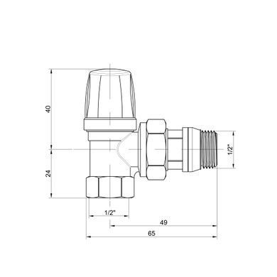 фото Кран радиаторный Icma 1/2" с антипротечкой угловой без ручки №952