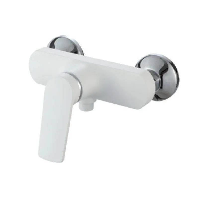 фотографія Змішувач для душової кабіни Plamix Lucas-003 SET White зі шлангом, лійкою та кронштейном (PM0711)