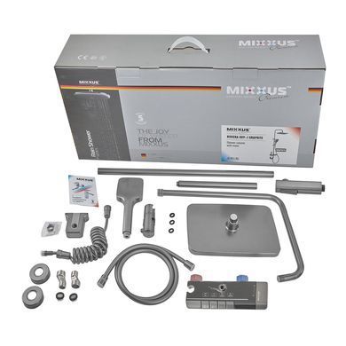 фото Душова колона зі змішувачем MIXXUS PREMIUM RIVIERA 009-J GRAPHITE з кноп. перемик., 4 режими (Колір графіт) (MI6835)