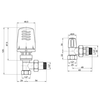 фотографія Термокомплект Icma 1/2" з антипротіканням кутовий №KIT_1100+774-940+805-940