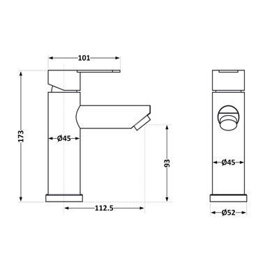 фото Смеситель для раковины Brinex Pure 001F низкий Graphite BRIPUR001FGRP