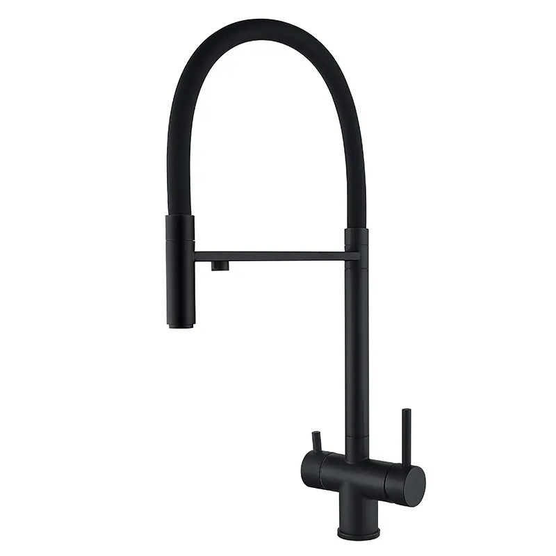 фото Кухонний змішувач на дві води Zerix KIT-021 Black Refl.Black (нерж. сталь) (ZX4862)