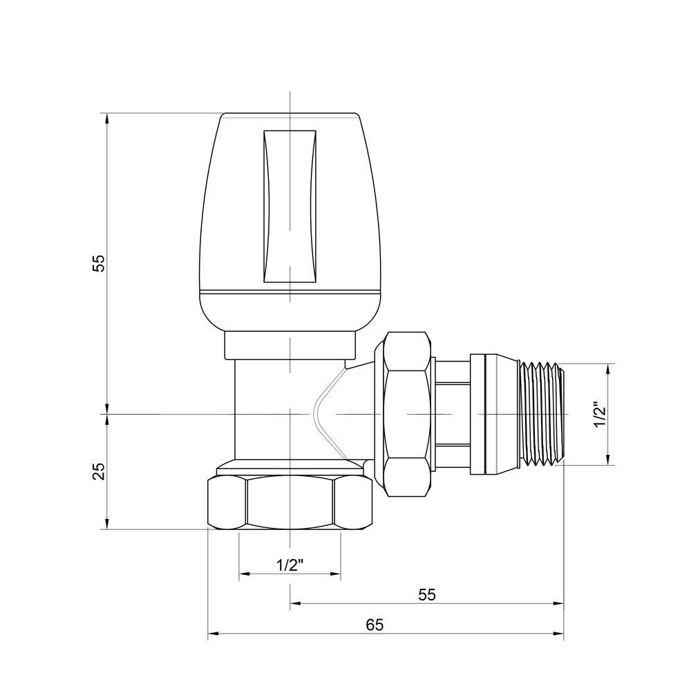 фото Кран радиаторный Icma 1/2" с антипротечкой угловой с ручкой №802+940