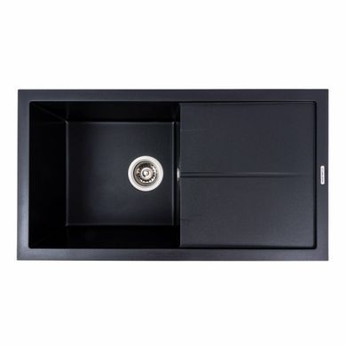 фотографія Гранітна мийка для кухні VALESO 7843 SOLID матовий Чорний металік