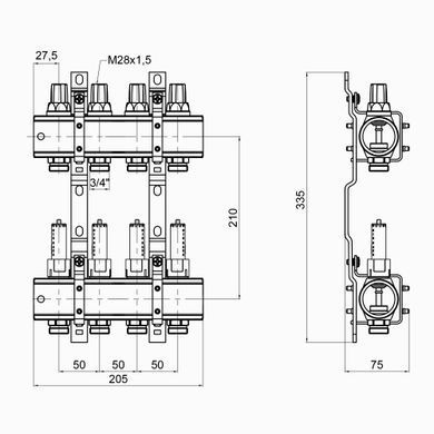 фотографія Колектор Icma 1" 4 виходи, з витратомірами №K013
