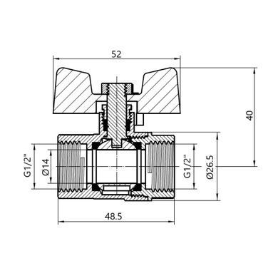 фотографія Кран кульовий Thermo Alliance Standart 1/2" ВР для газу (метелик) SD602NG15PN40