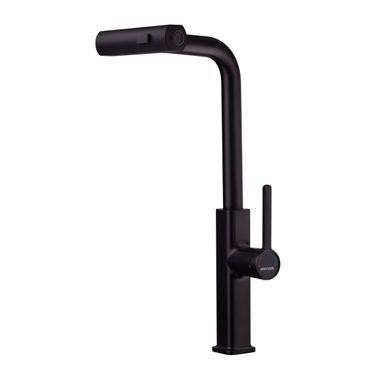 фото Змішувач для кухні з висувним виливом Mixxus Premium HAMMER 014 BLACK (MI6954)