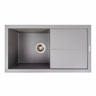 фотографія Гранітна мийка для кухні VALESO 7843 SOLID матовий Чорний металік