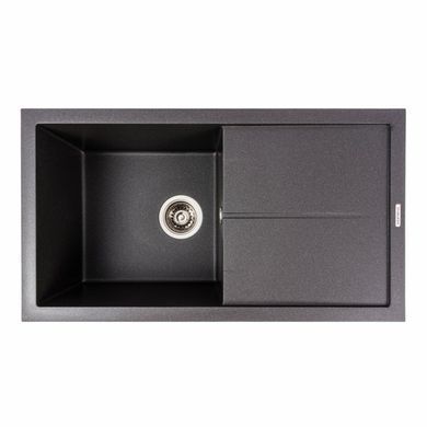 фотографія Гранітна мийка для кухні VALESO 7843 SOLID матовий Чорний металік
