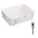 Раковина накладная Qtap Tern 480x370x135 мм, Marble, прямоугольная, с донным клапаном QT17116069MR