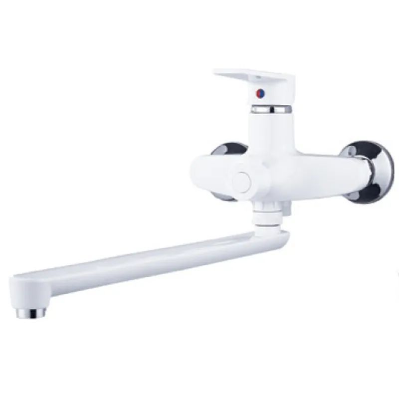 фотографія Змішувач для ванни PLAMIX OSCAR-006 EURO SET WHITE зі шлангом, лійкою та кронштейном (MX1895)