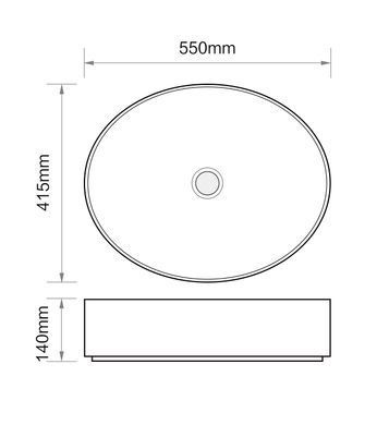 фото Раковина накладна MIXXUS PREMIUM ELLIPSE-0104 MARBLE 550х415х140mm (MP6554)
