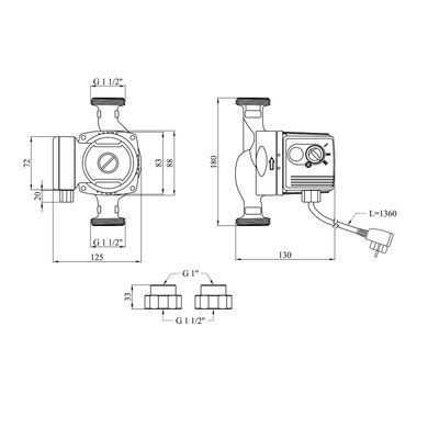 фотографія Циркуляционный насос Pumpman GRS25/80/180 &mdash; надежное и мощное устройство для обеспечения циркуляции воды в системах отопления и горячего водоснабжения. Отличается высокой производительностью, энергоэффективностью и долговечностью.Основные характер