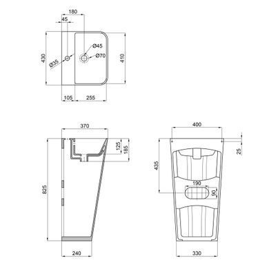 фотографія Раковина для підлоги моноблок Qtap Tern 440х380х830mm White QT1711G302WN