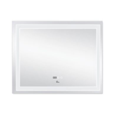 фото Зеркало Qtap Mideya (DC-F614) 1000х800 с LED-подсветкой Touch, с антизапотеванием, с часами, диммером, рег. яркости QT2078F614W