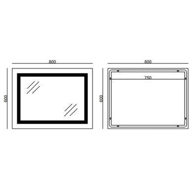 фото Дзеркало MIXXUS STYLE MR03-80x60 з LED Touch, Anti-fog, димером, рег. яскравості, годинником (MI6005)