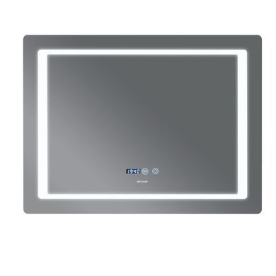 фото Дзеркало MIXXUS STYLE MR03-80x60 з LED Touch, Anti-fog, димером, рег. яскравості, годинником (MI6005)