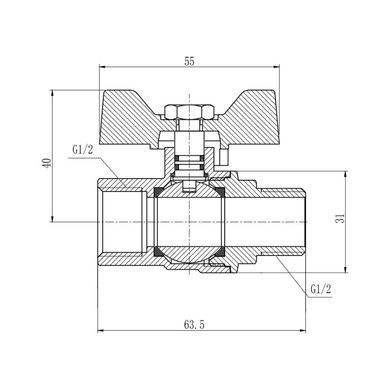 фотографія Кран кульовий Thermo Alliance Forte 1/2" ВЗ для газа (метелик) SF607G15
