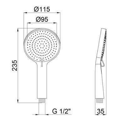 фотографія Лейка для ручного душа Qtap Rucni 115 мм округлая QTRUCA116O3PBB Black Matt