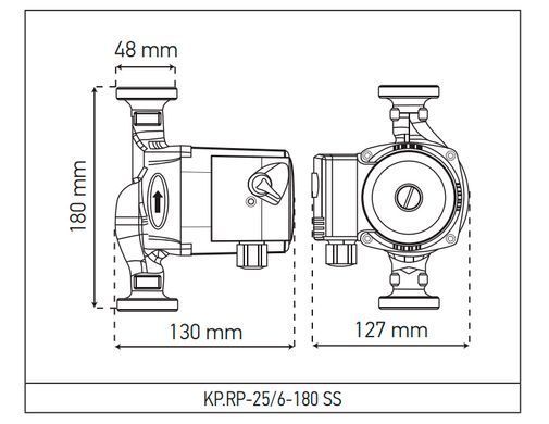 фото Рециркуляційний насос Koer KP.RP-25/6-180 SS (з гайками) (KP2795)