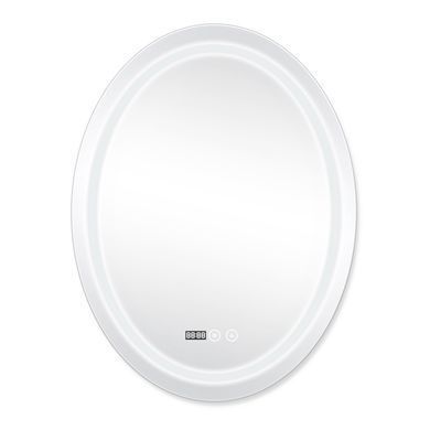 фотографія Дзеркало Qtap Mideya (DC-F801) 600х800 з LED-підсвічуванням Touch, з антизапотіванням, з годинником, димером, рег. яскравості QT2078F801W