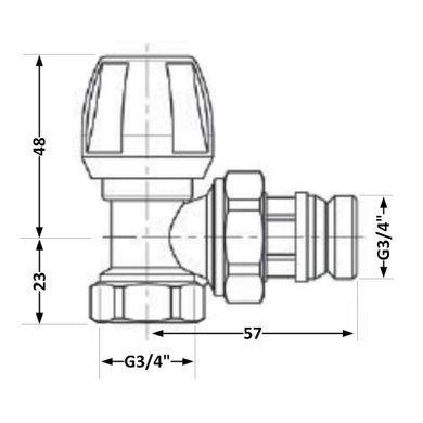 фото Кран радиаторный Icma №803+940 угловой 3/4" с ручкой