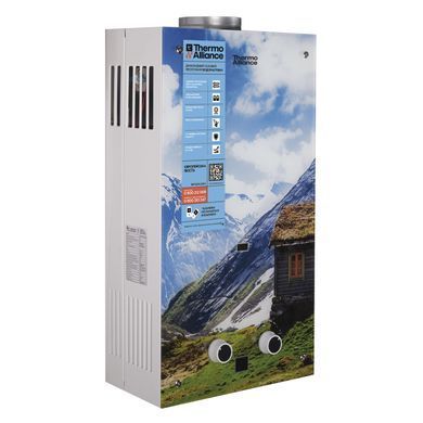 фотографія Колонка газова димохідна Thermo Alliance JSD20-10GC 10 л панель скляна з малюнком гори