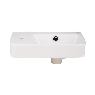 фото Комплект Qtap Tern: Раковина подвесная прямоугольная левая 450х260х155 мм White + Донный клапан PU02O