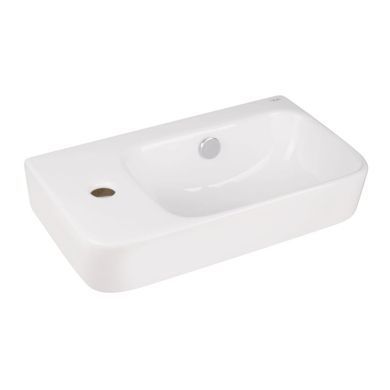 фото Комплект Qtap Tern: Раковина подвесная прямоугольная левая 450х260х155 мм White + Донный клапан PU02O